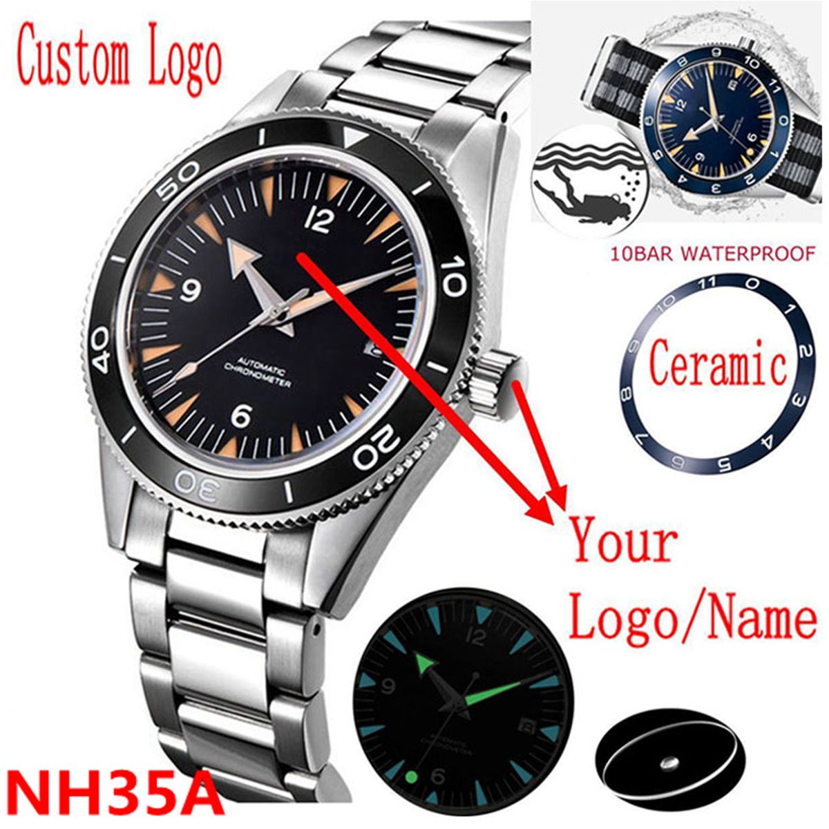 Luxury Watch Market - Часы с механизмом NH35 с индивидуальным